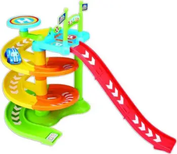Set piste garash Tiny Teamsterz Spiral Raceway Launcher, me 1 makinë lodër soft touch, shumëngjyrëshe