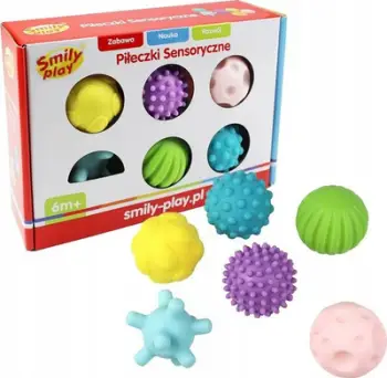 Topa sensorialë Smily Play, set 6 copë, teksturë të ndryshme, shumëngjyrëshe