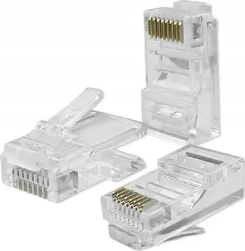 Konektor rrjeti Qoltec RJ45 CAT6, UTP, Pass Through, kontakte të veshura me ar, 10 copë