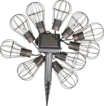 Varg dritash kopshti HI LED Solar, 10 llampa, 5.5 cm, metalik