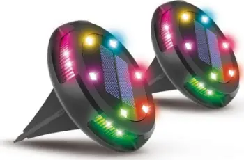 Llampa solare kopshti Activejet LARIX, set 2 copë, LED RGB, e zezë