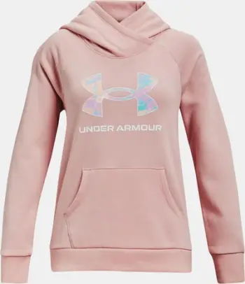 Bluzë me kapuç Under Armour Rival Fleece Core Logo, për vajza, L, rozë retro