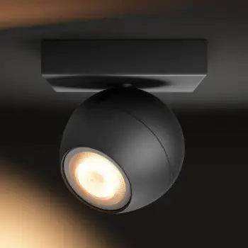 Spot tavanor LED Philips Hue Buckram, White Ambiance, 1 dritë, i zi