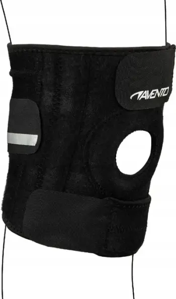 Mbajtëse gjuri Avento Reinforced Knee Support, neopren, me rripa elastikë, e zezë
