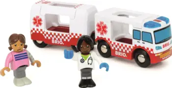Lodër autoambulancë BRIO Rescue Ambulance, me drita dhe sirenë, për fëmijë 3+