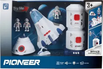 Set lodrash Madej Space Station, raketë me drita dhe tinguj, 3 astronautë, shumëngjyrësh