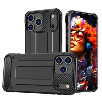 Këllëf telefoni Hurtel Hybrid Armor, për iPhone 17 Pro Max, mbrojtës, i zi