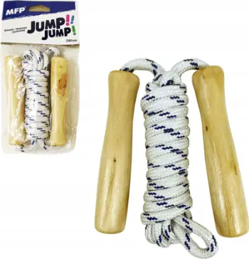 Litar kërcimi MFP Jump Rope, 240cm, doreza druri, shumëngjyrësh