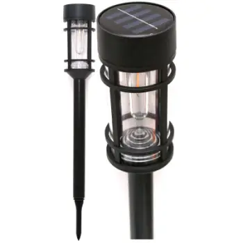 Llambë diellore kopshti LED, 50 cm, me kunj, e zezë