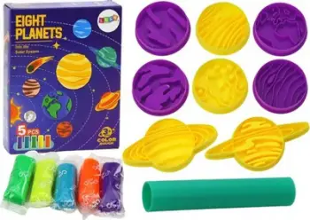 Set plasteline Leantoys Eight Planets, 5 copa, për fëmijë 3+