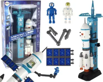 Set lodrash raketë Leantoys Rocket With Launcher, 15 pjesë, blu
