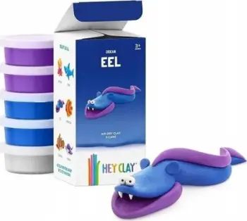 Set plasteline Hey Clay Ocean Eel, 5 kavanoza, mbi 3 vjeç, shumëngjyrësh