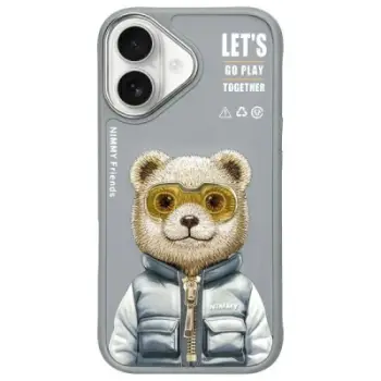 Këse telefoni Nimmy Cool&Cute 2.0 Bear për iPhone 16 6.1", TPU PC, gri