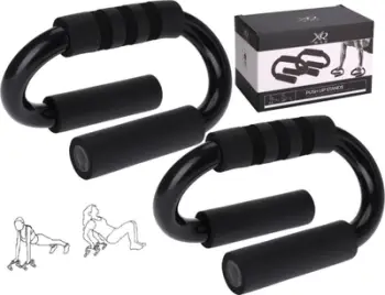 Doreza për pompa XQmax Push Up Stands, set 2 copë, çelik me shkumë EVA, të zeza