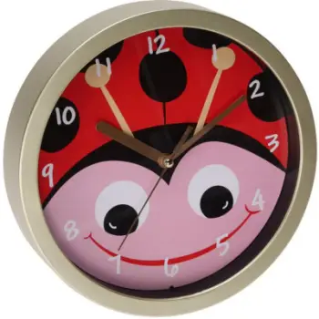 Orë murale Excellent Houseware Kids Animal, 20 cm, motiv buburreci, e kuqe
