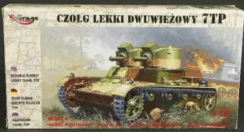 Model tanku Mirage Hobby Light Tank 7TP, dy turela, në shkallë 1:72, për montim