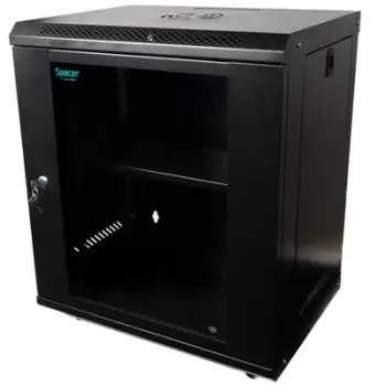Kabinet rrjeti muror Spacer SPCW-12U-450-BK-02, 19", 12U, 500x450mm, i zi
