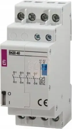 Kontaktor bistabil ETI RBS420-40, 4C 20A, 230V AC, i bardhë