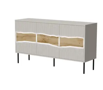 Kredencë Cama Meble INSERTO 3D FELLINI, 143.5x40x80cm, me LED, ngjyrë cashmere dru