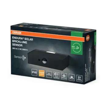 Llambë muri solare Osram ENDURA Solar Bricklume Sensor, LED 3W, 300 lm, gri e errët
