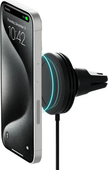 Mbajtës veture me karikues wireless Iottie Velox Qi2, 15W, MagSafe, i zi