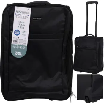 Valixhe udhëtimi ProWorld Travel Trolley, 32L, me rrota, e zezë
