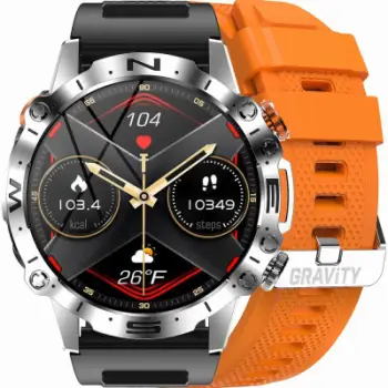 Ora inteligjente Mski Gravity GT20 4, ekran 1.43" AMOLED, Bluetooth Call, argjendt me rrip portokalli