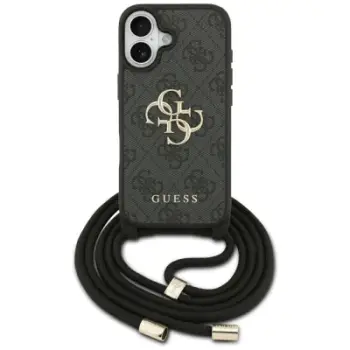 Mbulesë telefoni Guess 4G Big Logo Cord Strap Crossbody, për iPhone 17, me rrip, e zezë