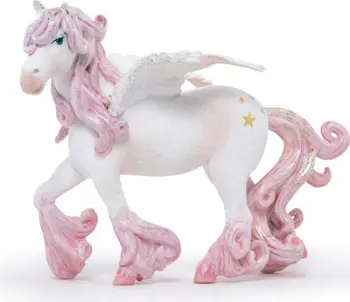 Figurine lodër PAPO Enchanted Pegasus, plastike, për fëmijë, rozë e bardhë