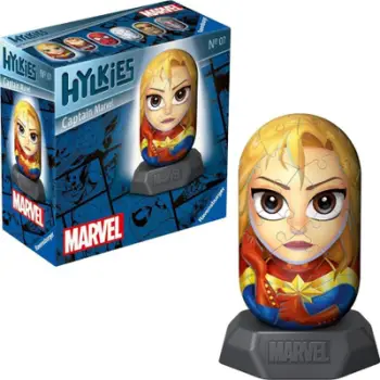 Puzzle 3D Ravensburger Marvel Hylkies Captain Marvel, 54 pjesë, figurë koleksionuese, i kuq