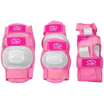 Set mbrojtëse patinazhi SMJ Jr CR-600, për fëmijë, najlon PVC, të zeza