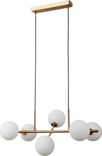 Lampë varëse Italux Mirellio PND-66463-6-HB, 6 sfera xhami, bronzi e bardhë