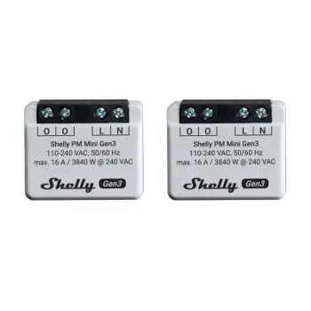 Matës energjie i mençur Shelly PM Mini Gen3, 16A, Wi‑Fi, gri, X2