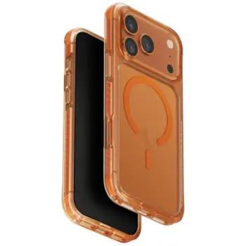 Mbrojtëse telefoni Uniq Combat për iPhone 17 Pro Max, MagClick, transparente, portokalli