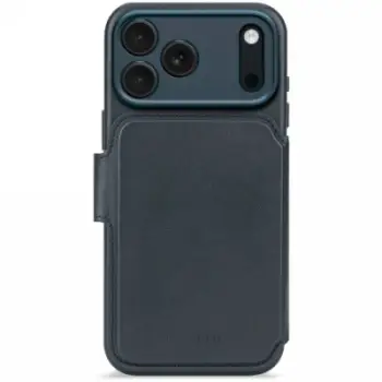Këllëf telefoni Decoded Leather Detachable Wallet për iPhone 17 Pro Max, lëkurë, me portofol magnetik, blu