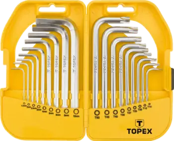 Set çelësash imbus dhe Torx TOPEX 35D952, 18 copë, çelik krom vanadium