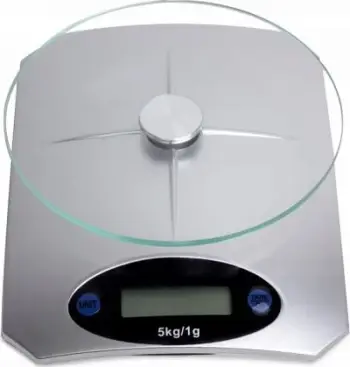 Peshore elektronike kuzhine Home, 5 kg, saktësi 1 g, tabaka qelqi, argjendtë