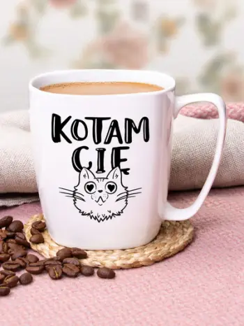 Filxhan porcelani I CAT YOU, 380ml, me dorezë, i bardhë