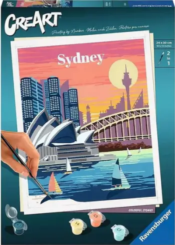 Set pikturimi sipas numrave Ravensburger CreArt Sydney, tablo me motiv Sydney, shumëngjyrësh