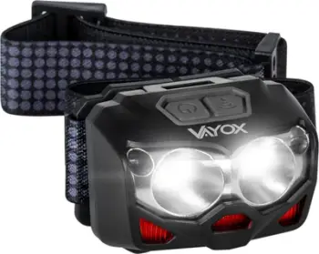 Dritë koke Vayox LED, rikarikim USB C, sensor lëvizjeje, e zezë