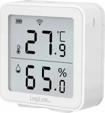 Termo-higrometër LogiLink SC0116, Wi-Fi, ekran LCD, i bardhë
