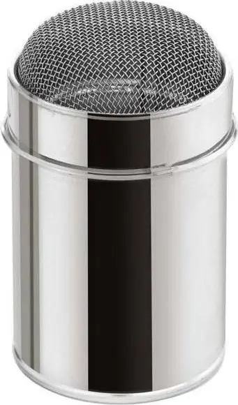 Dozues sheqeri profesional çelik inox, me sitë, me kapak, argjendtë