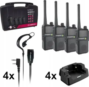 Radio dore Albrecht Tectalk Worker 3, set 4 copë, PMR446, rezistent ndaj ujit, i zi