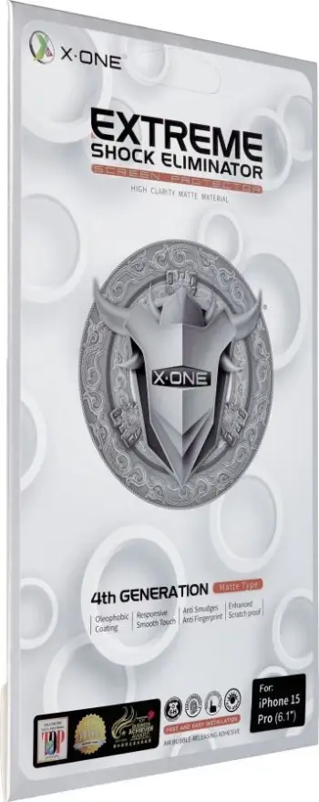 Mbrojtës ekrani X-ONE Extreme Shock Eliminator 4th Gen Matte, për iPhone 15, matte, transparrent