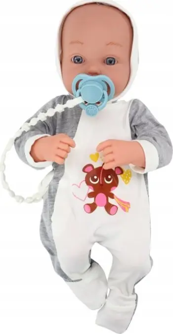 Kukull bebe LEAN Toys, 35 cm, me biberon dhe aksesorë, shumëngjyrëshe