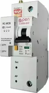 Ndërprerës inteligjent Tuya Smart RC MCB, 1 kanal, Wi-Fi RS485, 16A, i bardhë