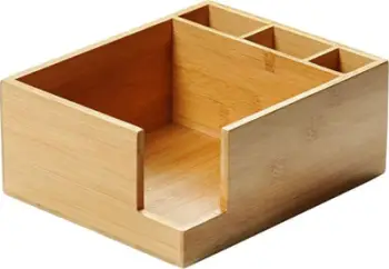 Organizer tavoline Kesper Box, bambu, 21.5x18 cm, ngjyrë druri natyrale