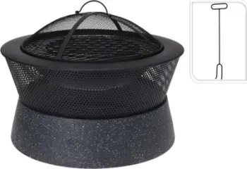 Ognishti portativ PROGarden me grilë, beton artificial, metal, i zi