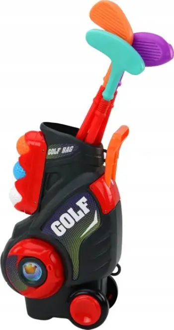 Set mini golf për fëmijë, me karrocë me rrota, shumëngjyrësh