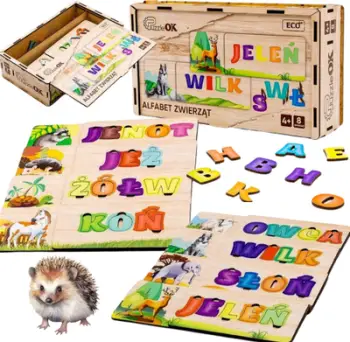 Puzzle druri PuzzleOk Animal Alphabet, 8 pjesë, multingjyrëshe